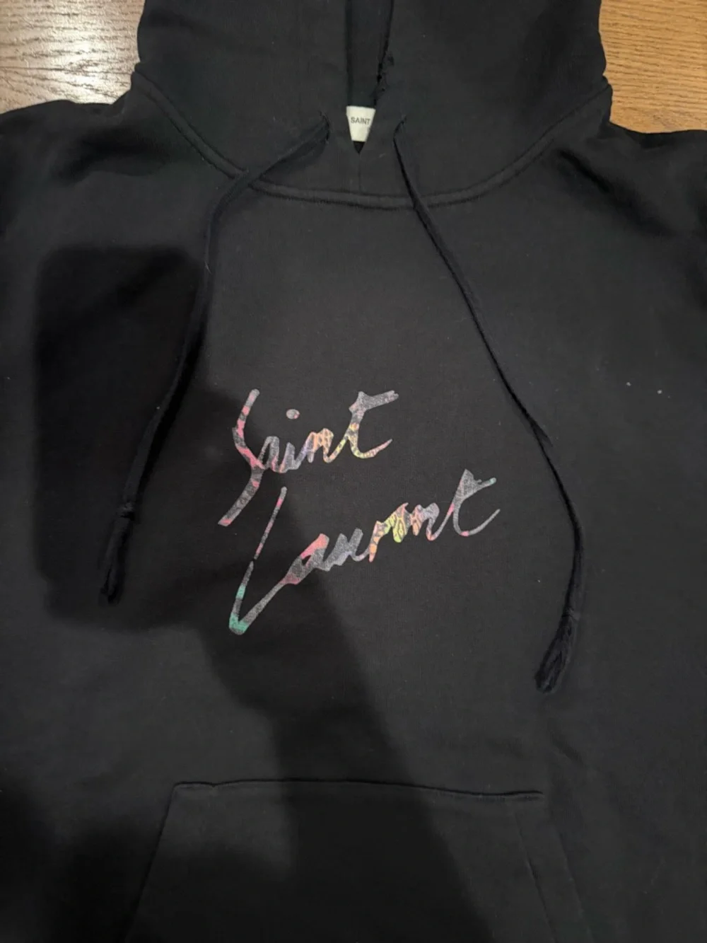 Saint Laurent Black Hooded Sweatshirt with Drawstring - Picture 2 of 6